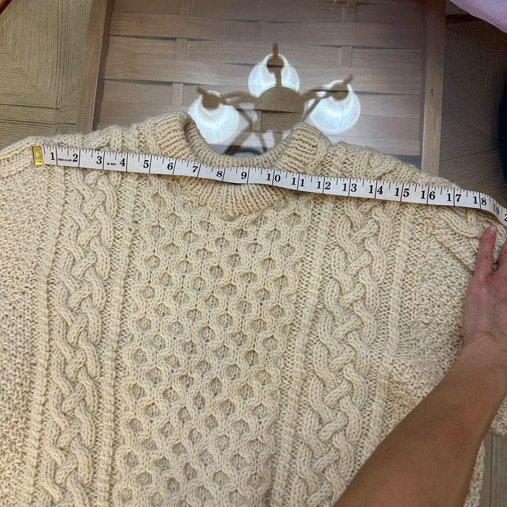 Hand Knitted 100% Wool Cable Knit Sweater - Picture 10 of 10